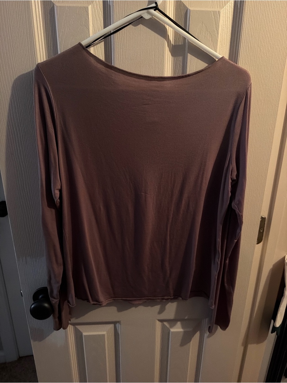 H&M Long-Sleeve Boatneck Top in Dusty Mocha